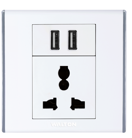 পার্ল হোয়াইট (A8 সিরিজ) DS-EE-122-2USB-Charger-&-3pin-Scoket